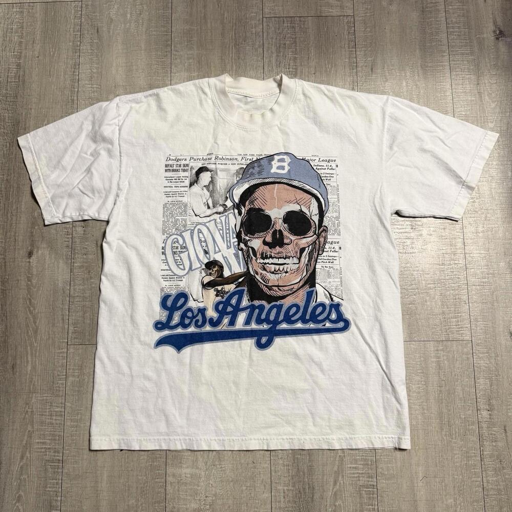 Vintage Rare Los Angeles Dodgers Giovanni’s World White T Shirt - Picture 3 of 6